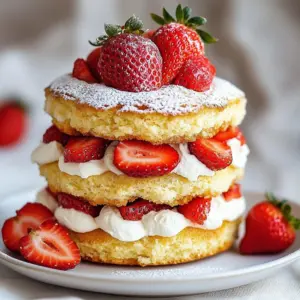 Delicious homemade strawberry shortcake with fresh strawberries and whipped cream.