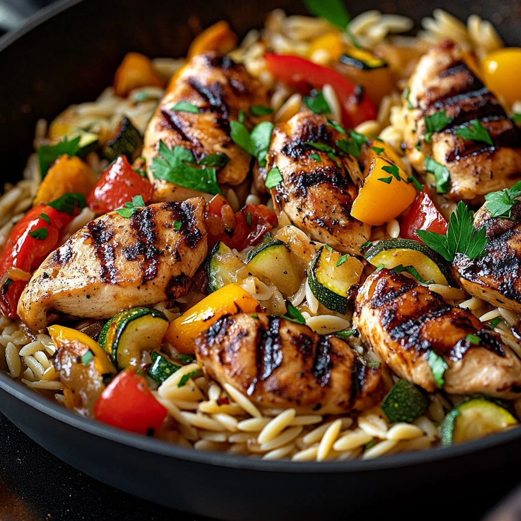 Balsamic Chicken with Orzo and Vegetables