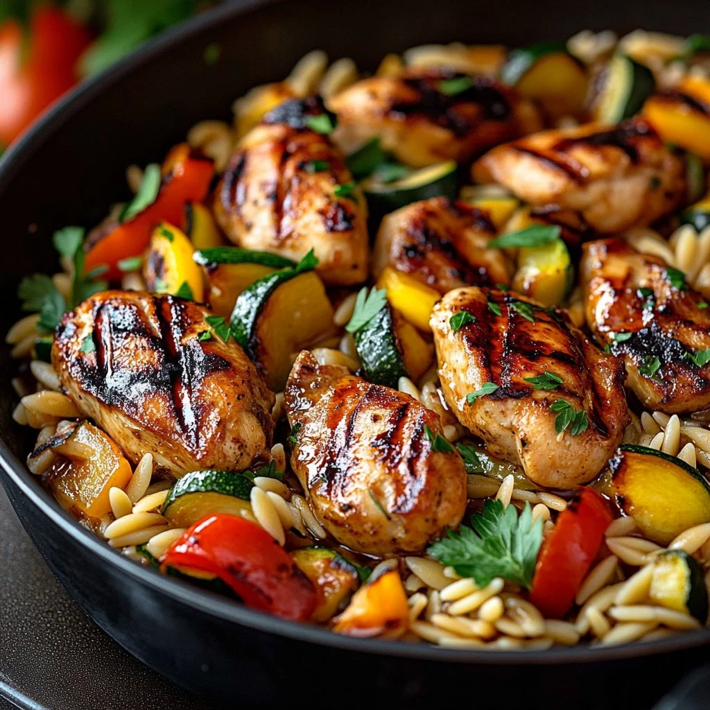 Balsamic Chicken with Orzo and Vegetables