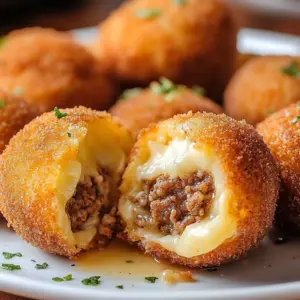 Golden brown beef potato croquettes served on a plate