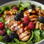 Blackberry Balsamic Grilled Chicken Salad with fresh greens and grilled chicken