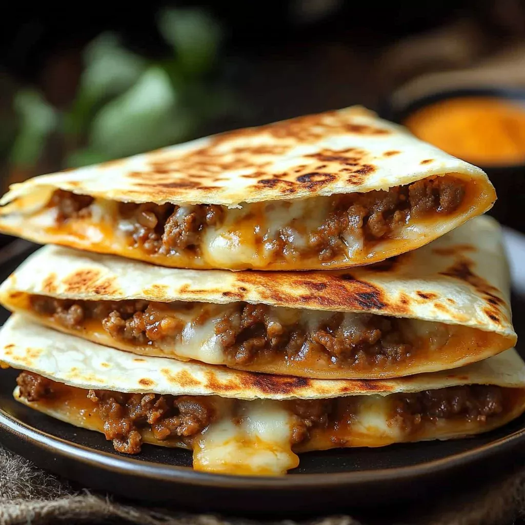 Cheesy Ground Beef Quesadillas