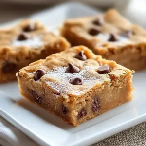 Chewy chocolate chip cookie bars fresh out of the oven