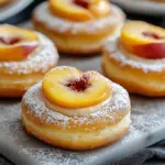 Classic peach cobbler cheesecake donuts fresh out of the oven