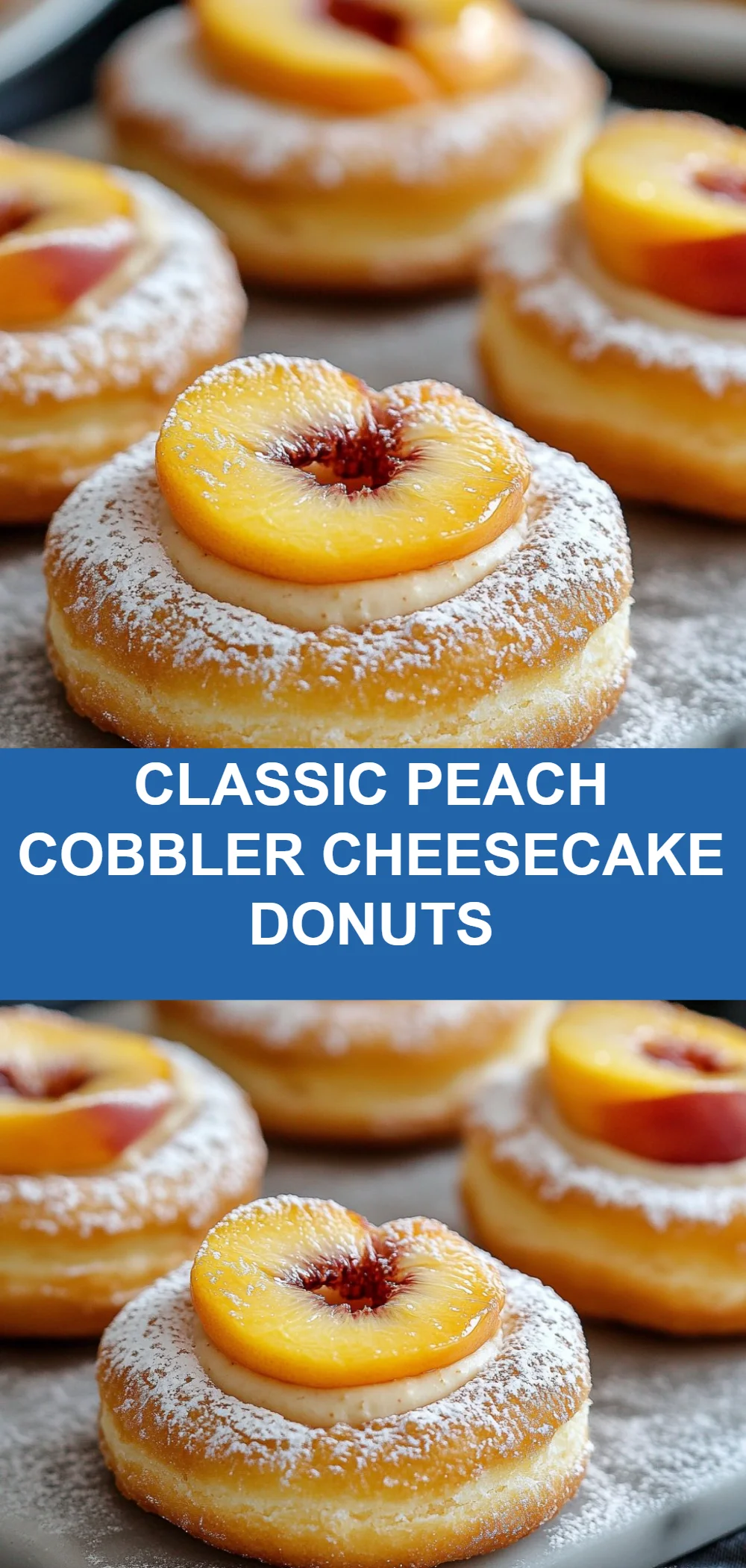 Classic Peach Cobbler Cheesecake Donuts