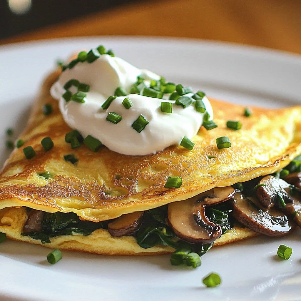 Creamy Breakfast Mushroom and Spinach Omelette
