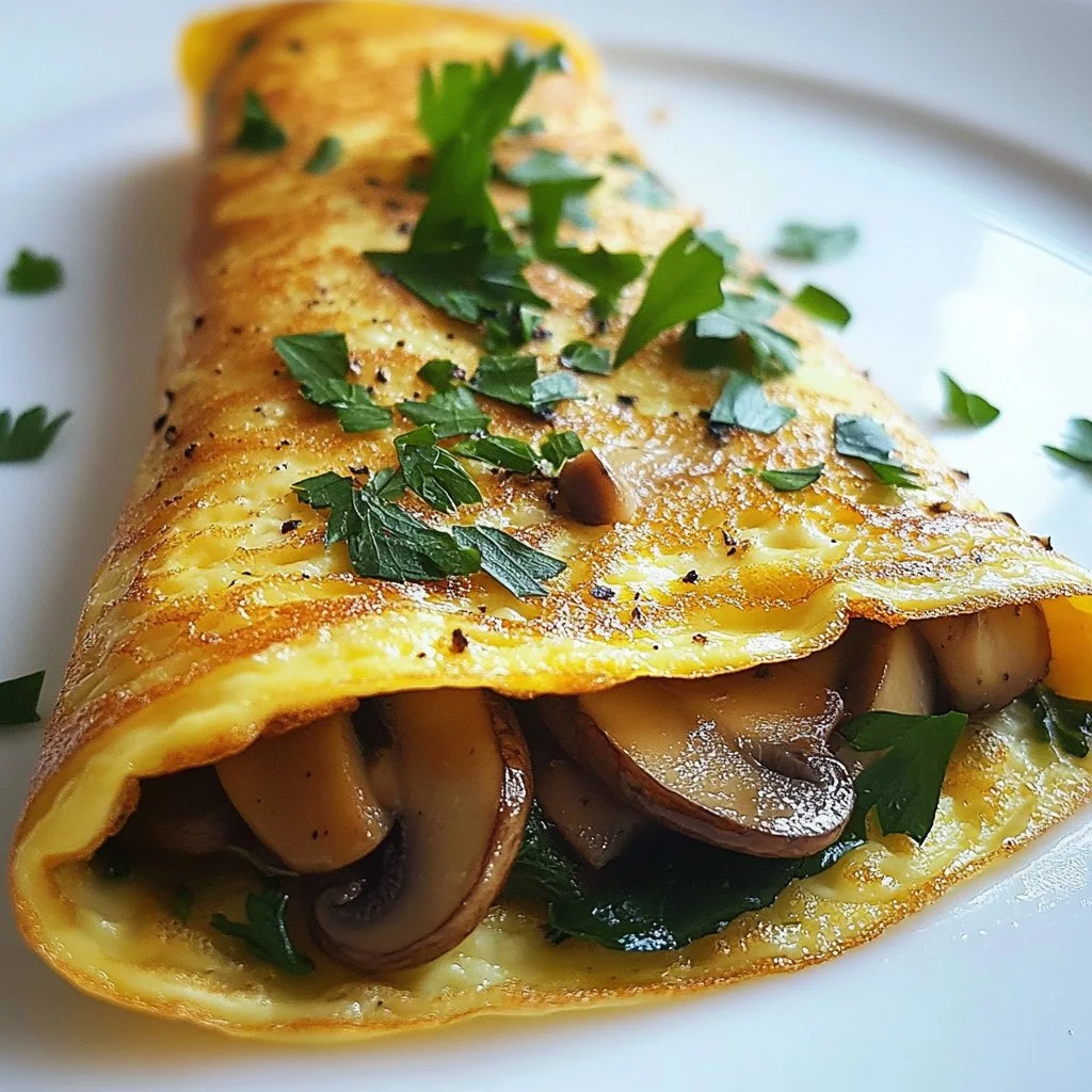 Creamy Breakfast Mushroom and Spinach Omelette
