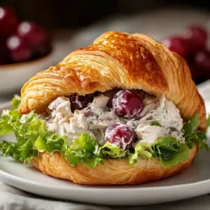 Creamy chicken salad with apples, grapes, and pecans served in a bowl