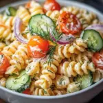 Creamy Cottage Cheese Ranch Pasta Salad with fresh vegetables