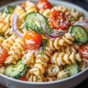 Creamy Cottage Cheese Ranch Pasta Salad with fresh vegetables