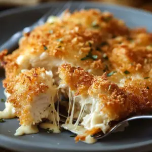Crispy cheddar chicken served with a side of vegetables and sauce