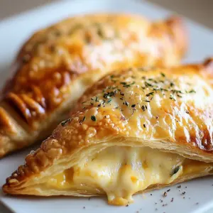 Crispy cheesy Chicken Alfredo Calzones on a plate