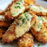 Plate of crispy lemon-garlic-parmesan chicken tenders