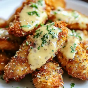 Plate of crispy lemon-garlic-parmesan chicken tenders