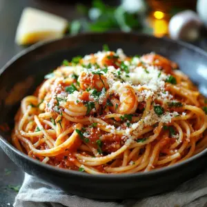 Crockpot Chicken Spaghetti served in a bowl with herbs