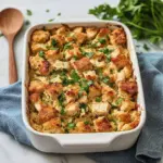 Delicious Dolly's Chicken and Stuffing Casserole ready to serve.
