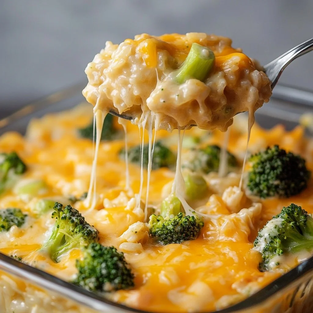 Easy Broccoli Cheddar Chicken Rice Casserole