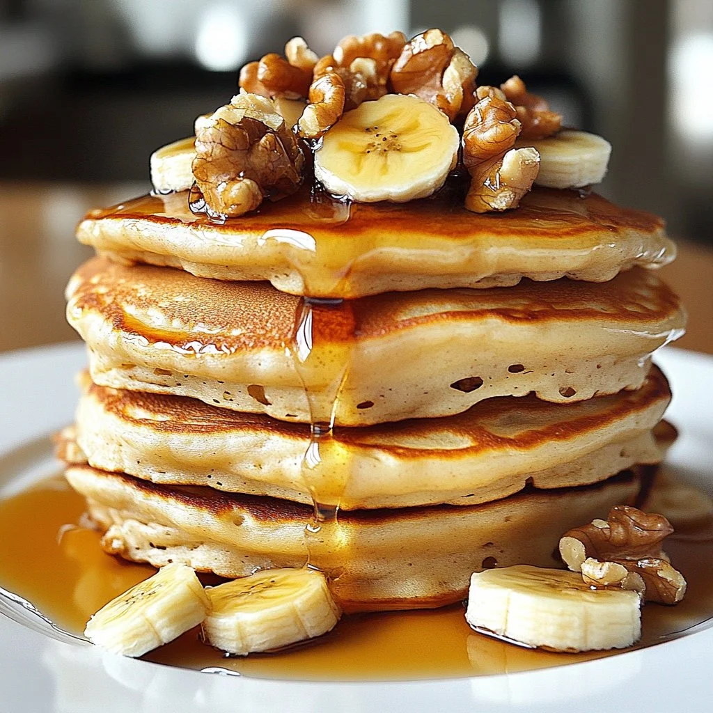 Fluffy Breakfast Banana Nut Pancakes