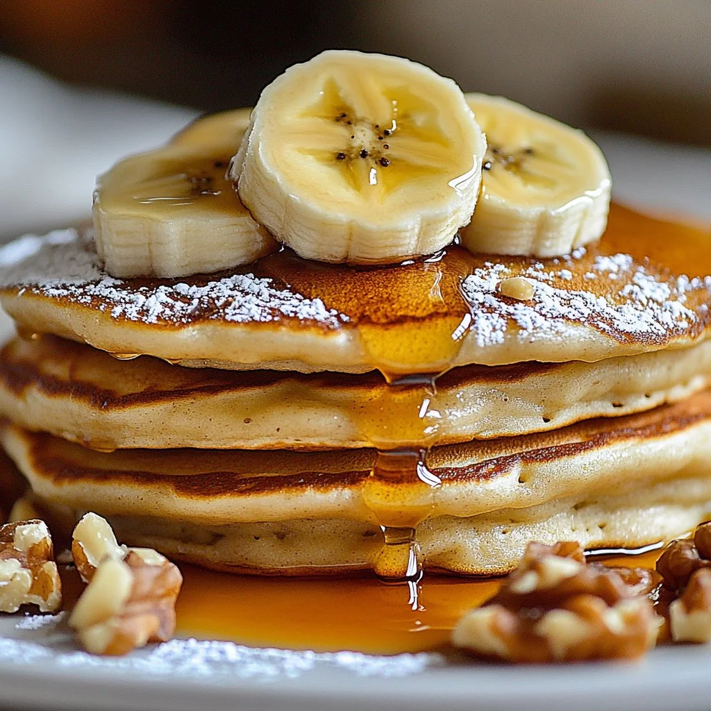 Fluffy Breakfast Banana Nut Pancakes