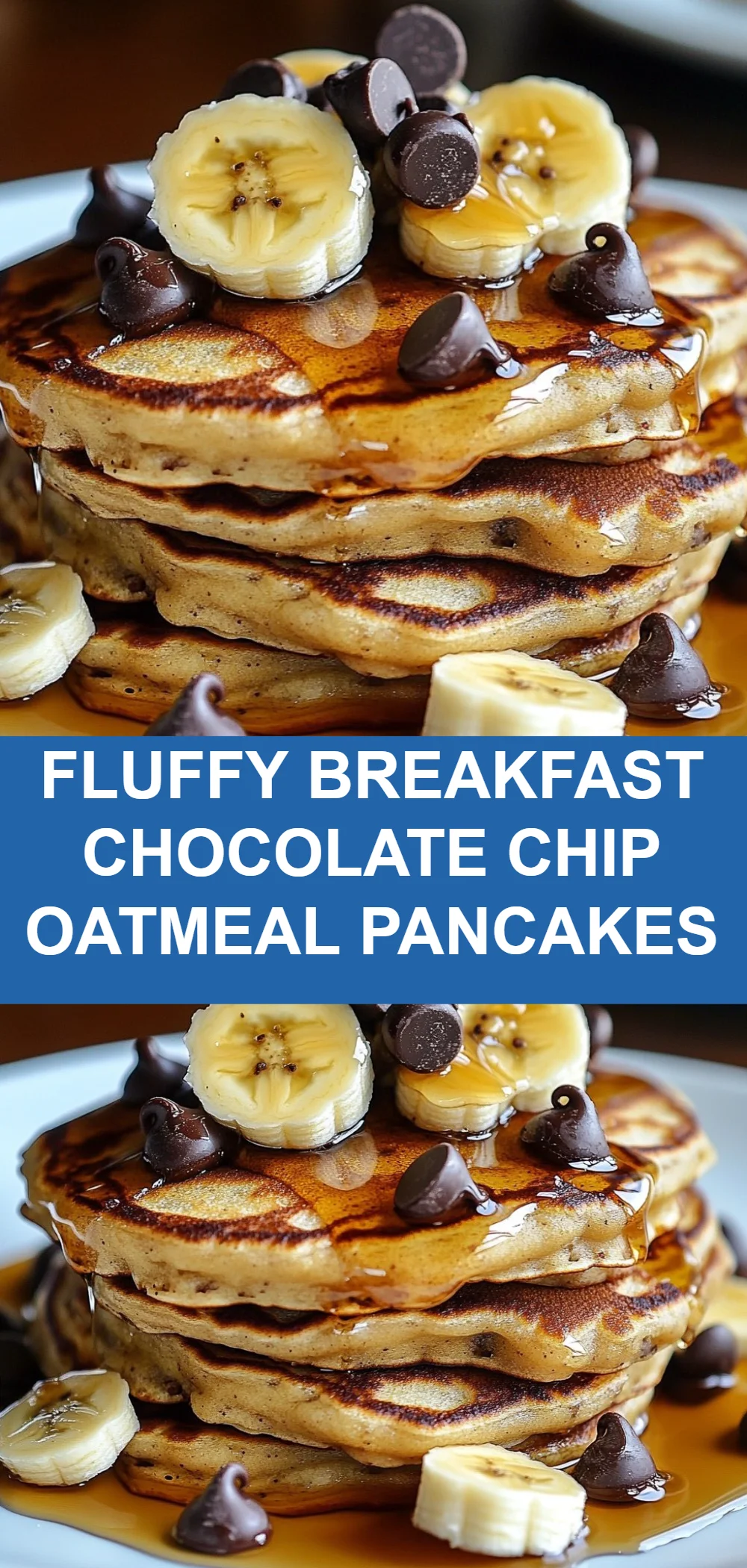 Fluffy Breakfast Chocolate Chip Oatmeal Pancakes