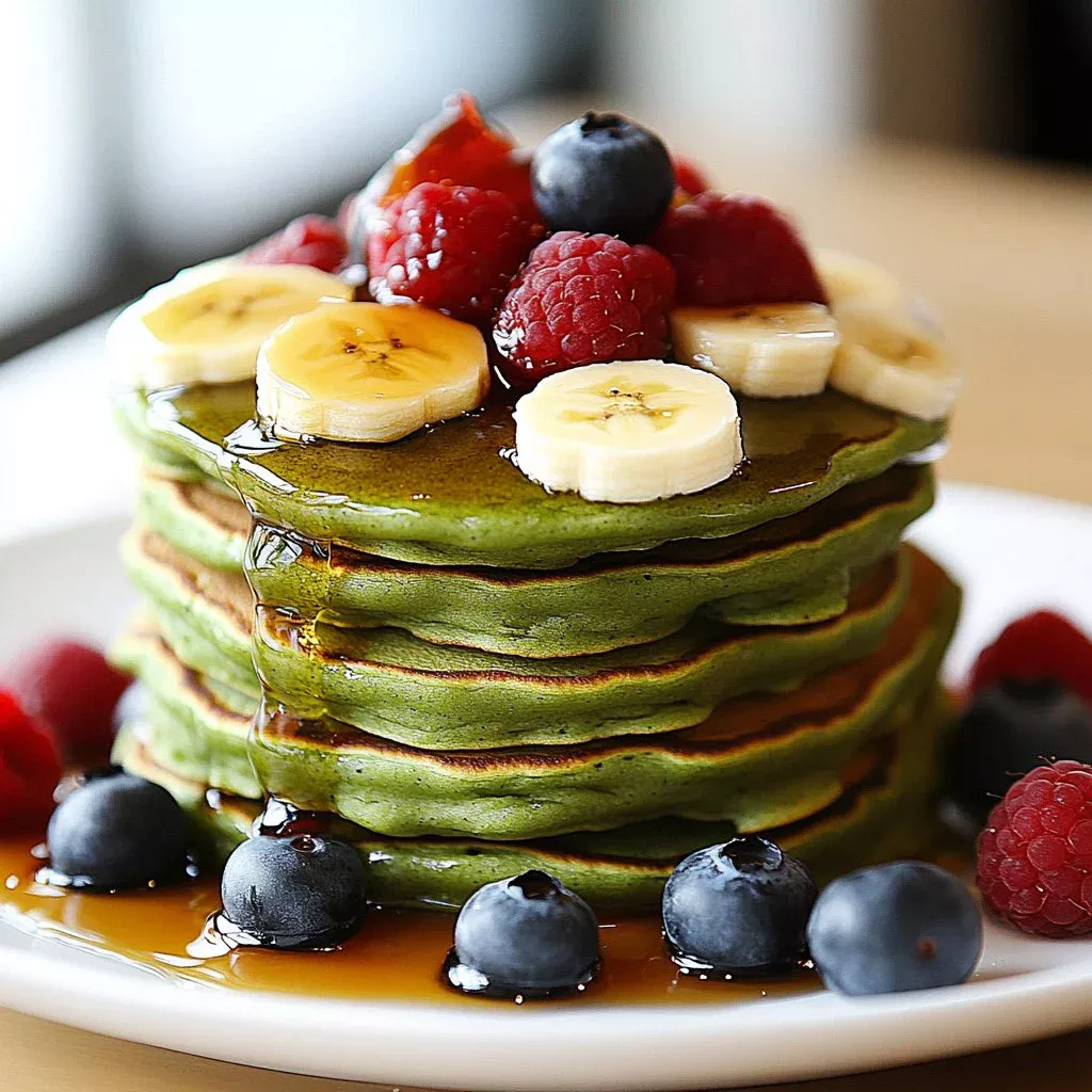 Fluffy Matcha Pancakes