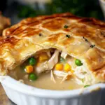 Homemade easy chicken pot pie ready to serve