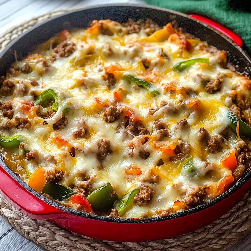 Low Carb Philly Cheesesteak Casserole
