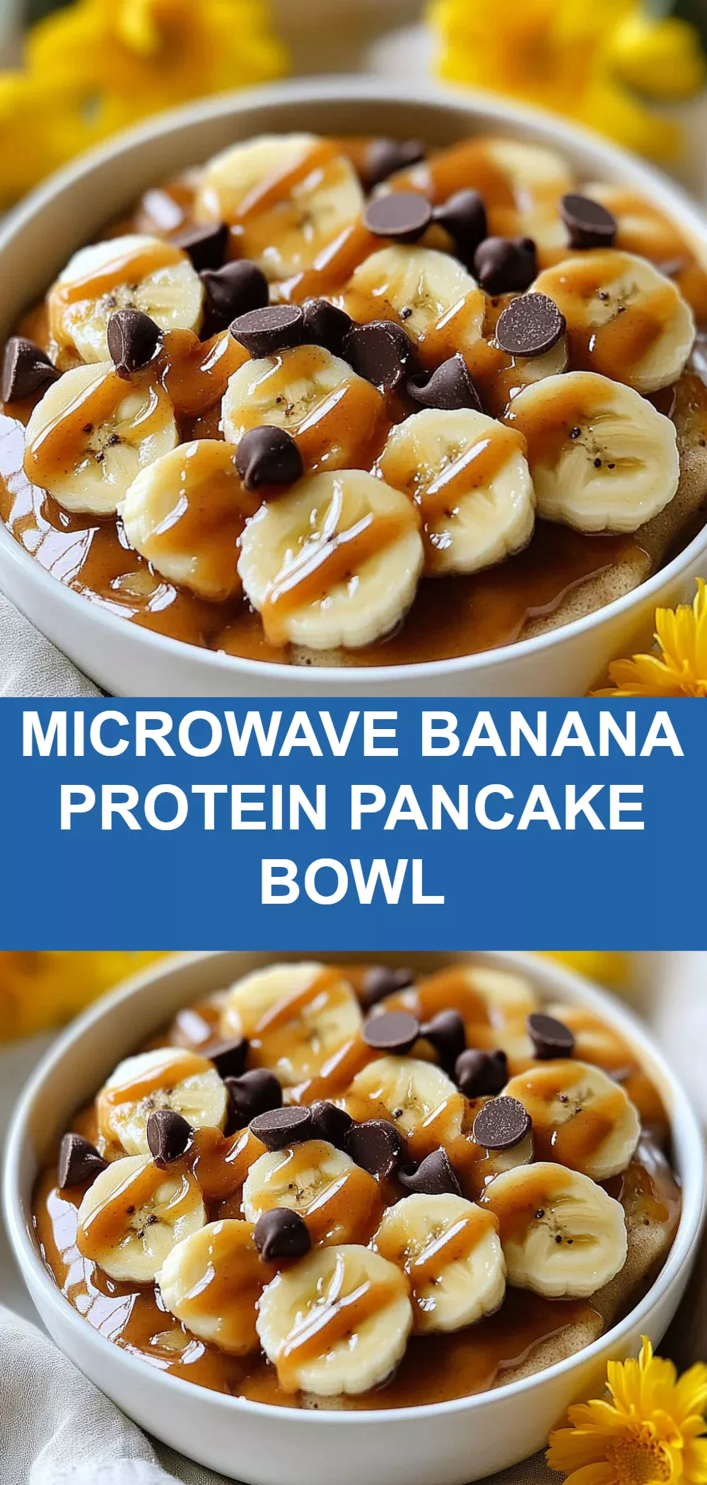 Microwave Banana Protein Pancake Bowl