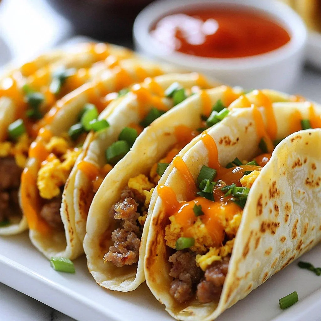 Mini Sausage and Egg Waffle Tacos