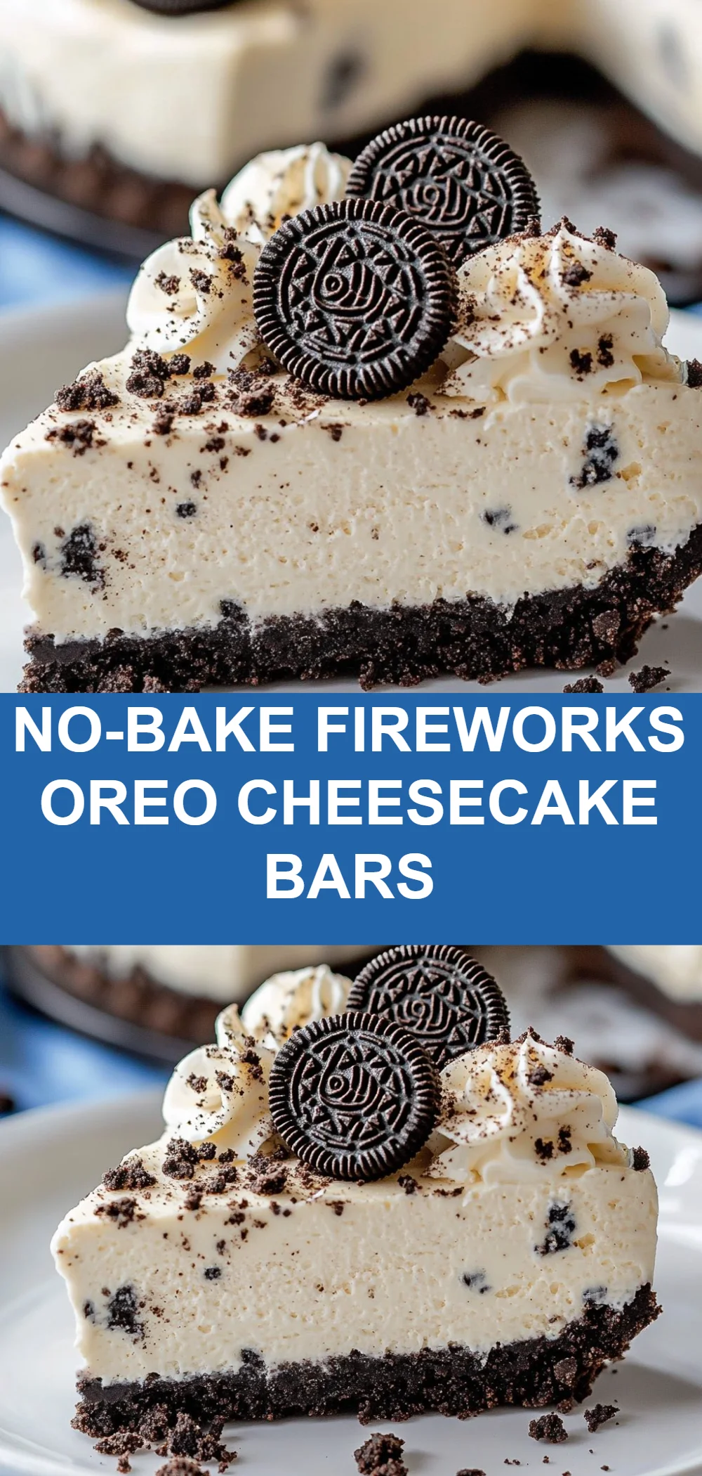 No-Bake Fireworks Oreo Cheesecake Bars
