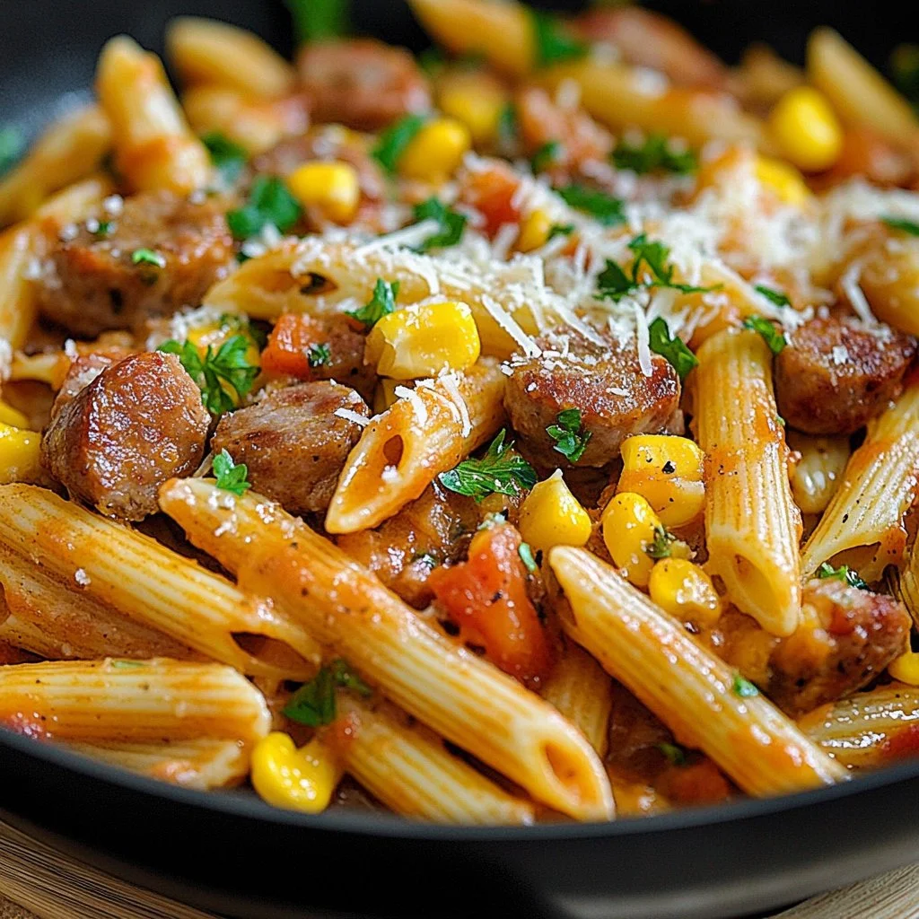 One Skillet Honey BBQ Sausage Pasta