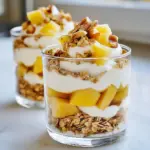 Overnight Cinnamon Apple Chia Parfait served in a glass with layers of apple and chia seeds