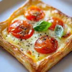 Savory brunch tomato and basil egg tart with a golden crust and fresh ingredients.