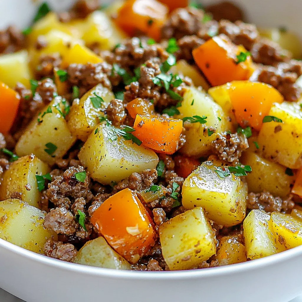 Savory Ground Beef Potato Hash