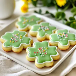 Shamrock-shaped sugar cookies decorated for St. Patrick's Day