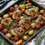 Sheet pan chicken fajitas with colorful bell peppers and onions
