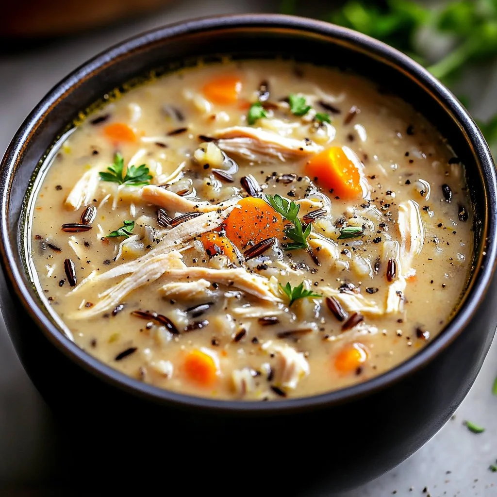 Slow Cooker Creamy Chicken and Wild Rice Soup