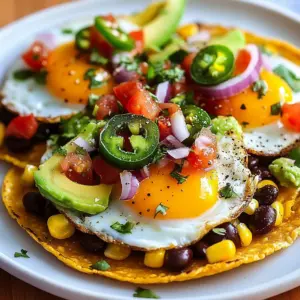 Spicy breakfast ranch-style eggs served with sliced avocado on a plate.
