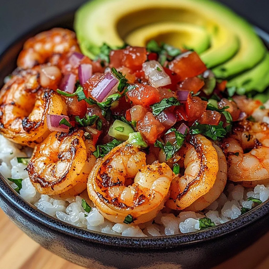 Spicy Shrimp and Avocado Rice Bowl