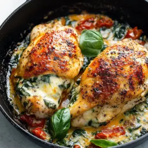 Stuffed chicken breast with roasted red peppers, spinach, and mozzarella cheese
