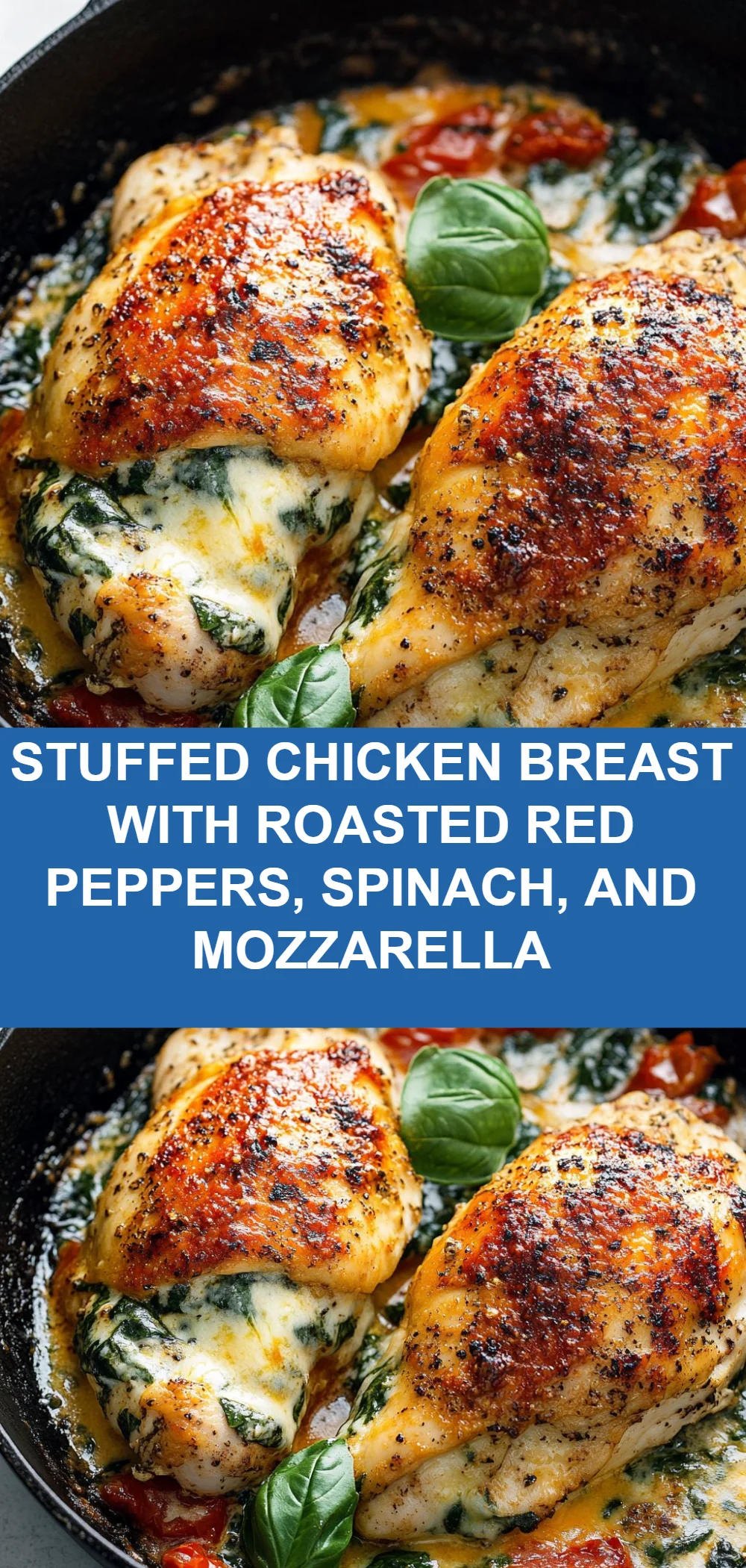 Stuffed Chicken Breast with Roasted Red Peppers, Spinach, and Mozzarella