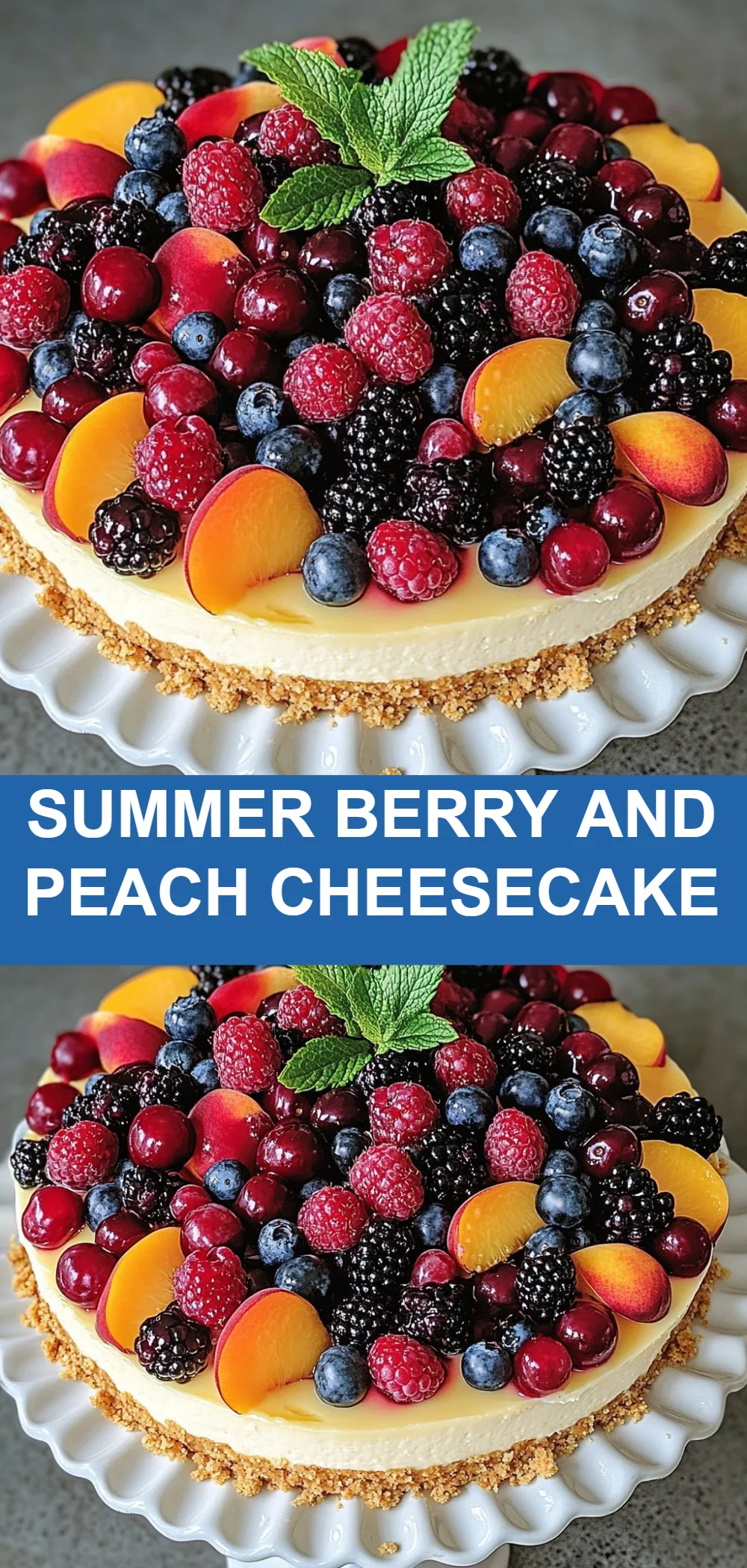 Summer Berry and Peach Cheesecake