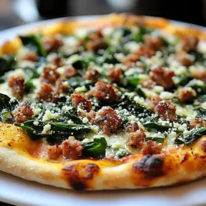 Turkey sausage and broccoli rabe pizza fresh out of the oven